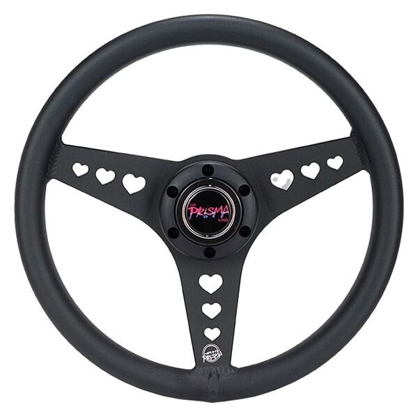 NRG Innovations® - 3-Spoke All Aluminum Anadized Black Steering Wheel with Heart Cut Out
