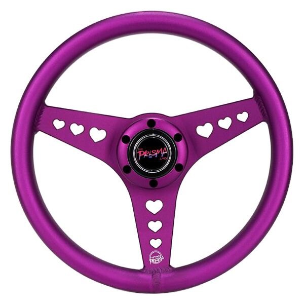 NRG Innovations® - 3-Spoke All Aluminum Anadized Purple Steering Wheel with Heart Cut Out