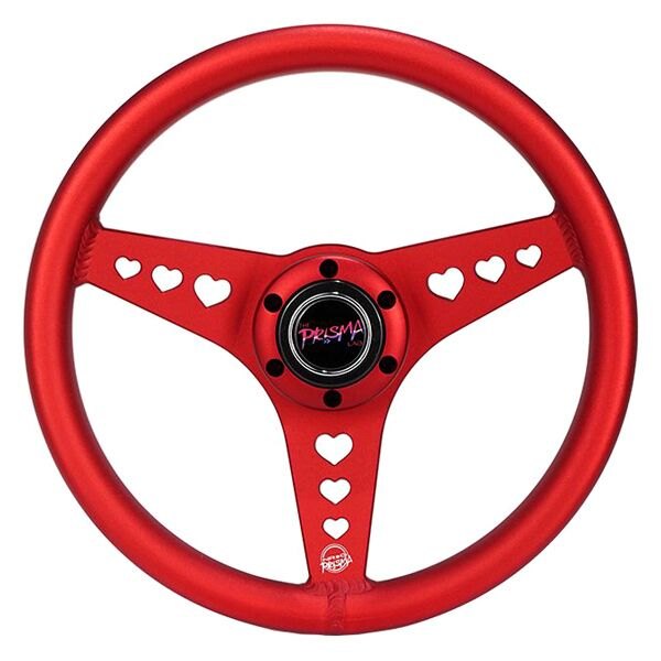 NRG Innovations® - 3-Spoke All Aluminum Anadized Red Steering Wheel with Heart Cut Out