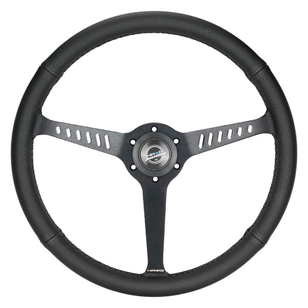 NRG Innovations® - 3-Spoke Perforated Leather Reinforced Steering Wheel with Black Stitching