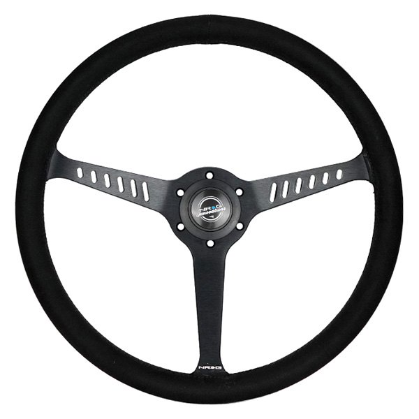 NRG Innovations® - 3-Spoke Alcantara Reinforced Steering Wheel with Red Stitching