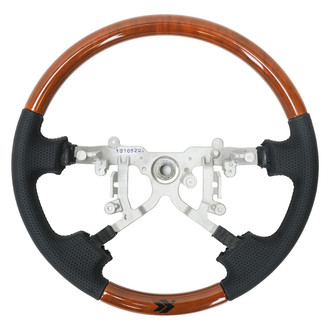 NRG Innovations® - OEM Steering Wheel, Black Leather, Koa Wood