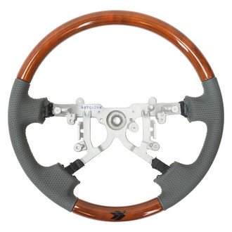 NRG Innovations® - OEM Steering Wheel, Grey Leather, Koa Wood