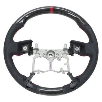 NRG Innovations® - OEM Steering Wheel, Carbon Fiber, Red Stitch, Red Center Mark