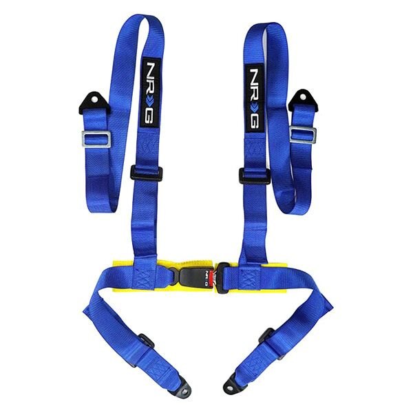 NRG Innovations® - 4-Point Seat Belt Harness with Buckle Lock, Blue