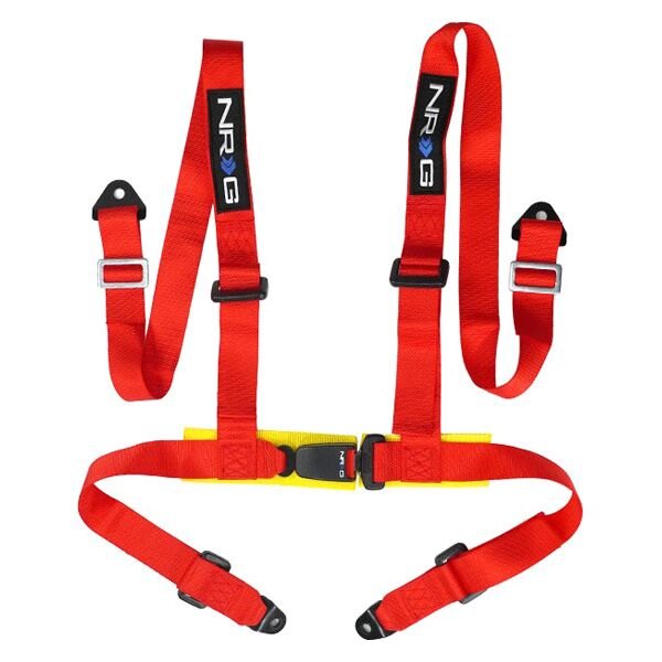 NRG Innovations® - 4-Point Seat Belt Harness with Buckle Lock, Red