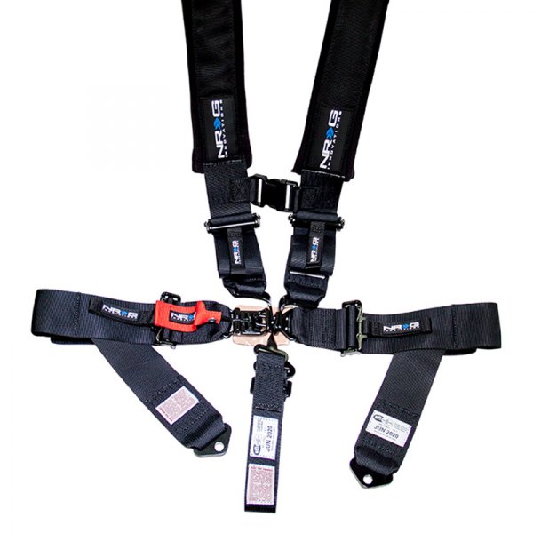 NRG Innovations® - 5-Point SFI Latch Link Seat Belt Padded Harness, Black