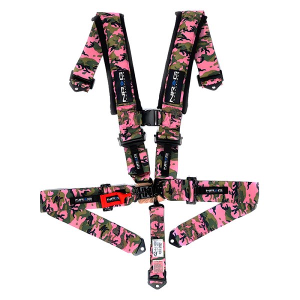 NRG Innovations® - 5-Point SFI Latch Link Seat Belt Padded Harness, Pink Camo