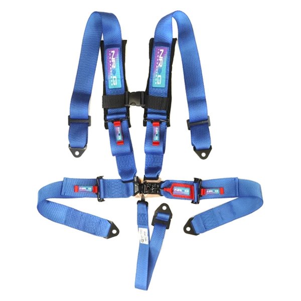 NRG Innovations® - 5-Point SFI Latch Link Seat Belt Padded Harness with 2" Submarine Strap, Blue