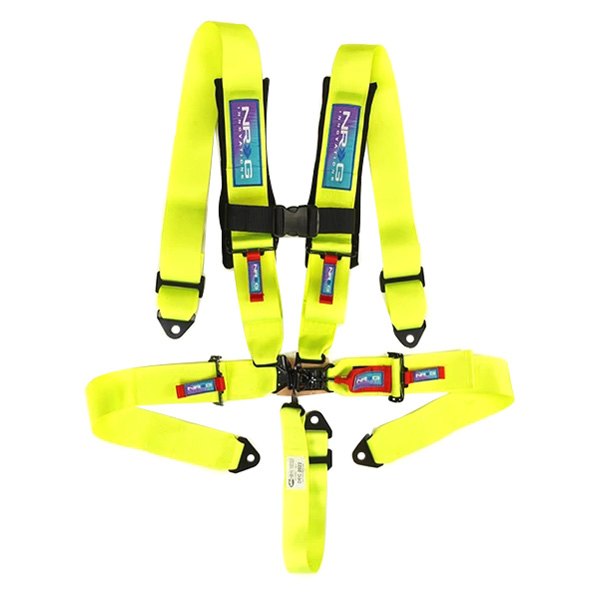 NRG Innovations® - 5-Point SFI Latch Link Seat Belt Padded Harness with 2" Submarine Strap, Neon Green