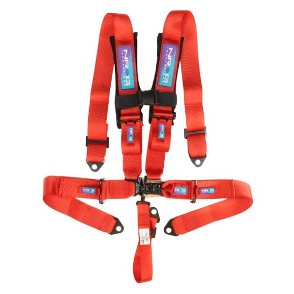 NRG Innovations® - 5-Point SFI Latch Link Seat Belt Padded Harness with 2" Submarine Strap, Red