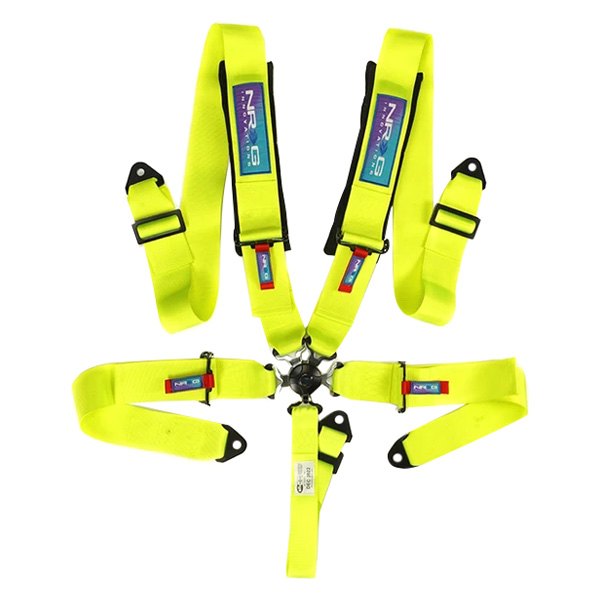NRG Innovations® - 5 Point SFI Camlock Seat Belt Harness with Pads, Neon Green