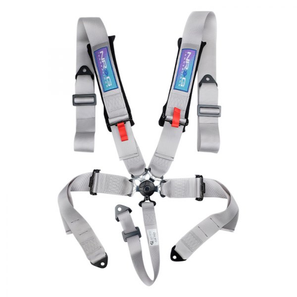 NRG Innovations® - 5 Point SFI Camlock Seat Belt Harness with Pads, Silver