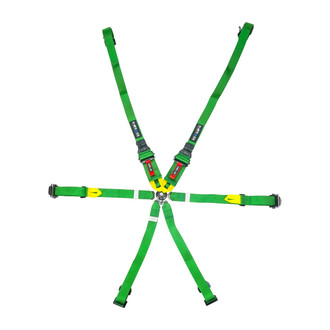 NRG Innovations® - 6-Point FIA Seat Belt Harness, Green with NRG Logo
