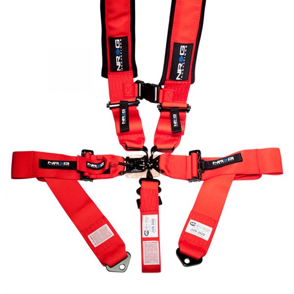 NRG Innovations® - 5-Point SFI Latch Link Seat Belt Padded Harness, Red