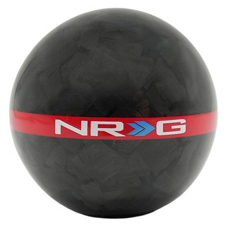 NRG Innovations® - Ball Style Heavy Weight Red Forged Carbon Fiber with Red Stripe Shift Knob