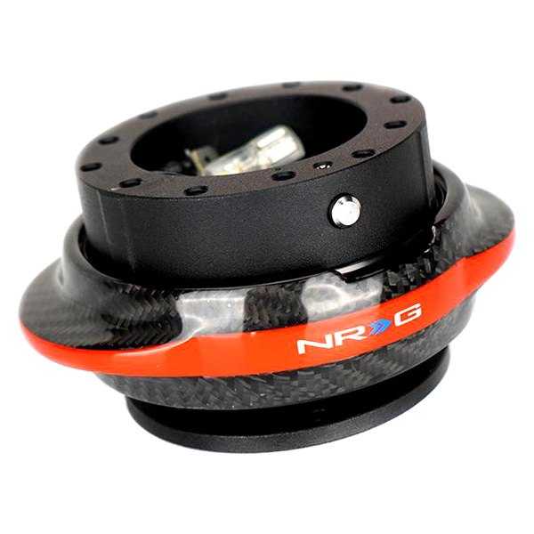 NRG Innovations® - 2.2 Gen Black Quick Release with Shiny Red Carbon Fiber Oval Ring