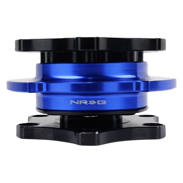 NRG Innovations® - SFI SPEC 42.1 Gen Black Shinny Quick Release with Blue Shiny Ring