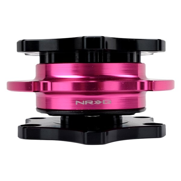 NRG Innovations® - SFI SPEC 42.1 Gen Black Shinny Quick Release with Pink Shiny Ring