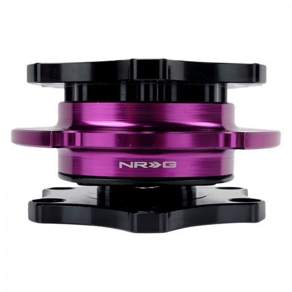 NRG Innovations® - SFI SPEC 42.1 Gen Black Shinny Quick Release with Purple Shiny Ring