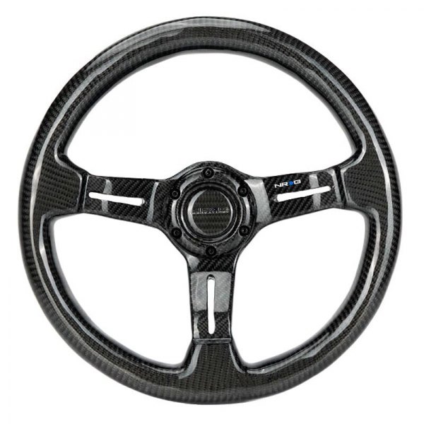 NRG Innovations® - 3-Spoke Carbon Fiber Deep Dish Steering Wheel with Carbon Fiber Center Spoke