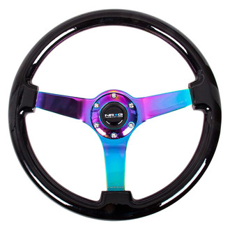 NRG Innovations® RST-036BK-MC - 3-Spoke Classic Black Wood Grain