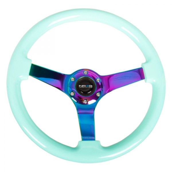 NRG Innovations® - 3-Spoke Minty Fresh Wood Grain Steering Wheel