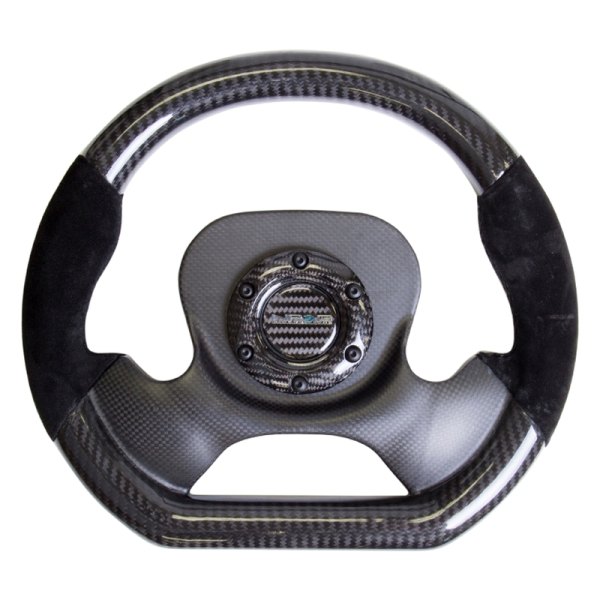 NRG Innovations® - 2-Spoke Carbon Fiber D-Shape Steering Wheel with Suede Accent