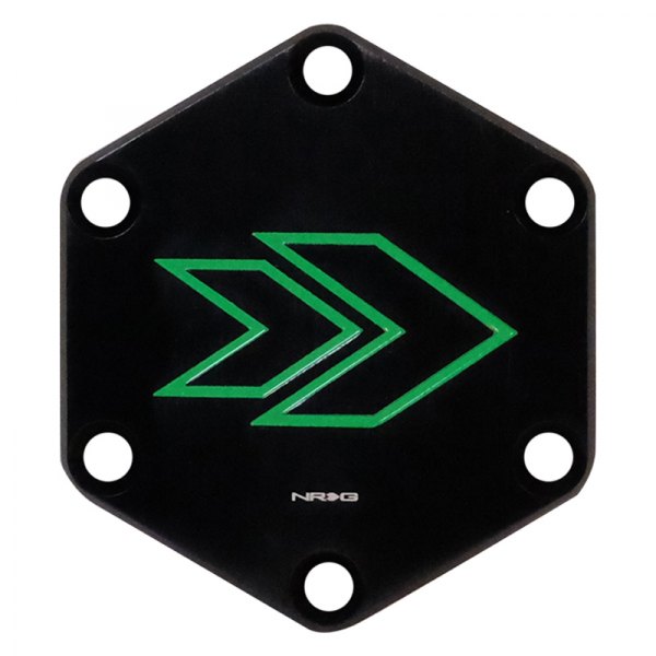 NRG Innovations® - Hexagonal Style Horn Button Plate with Green NRG Signature Arrow Engraved