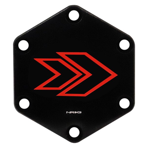 NRG Innovations® - Hexagonal Style Horn Button Plate with Red NRG Signature Arrow Engraved