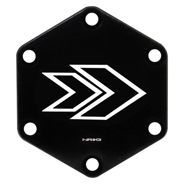 NRG Innovations® - Hexagonal Style Horn Button Plate with White NRG Signature Arrow Engraved