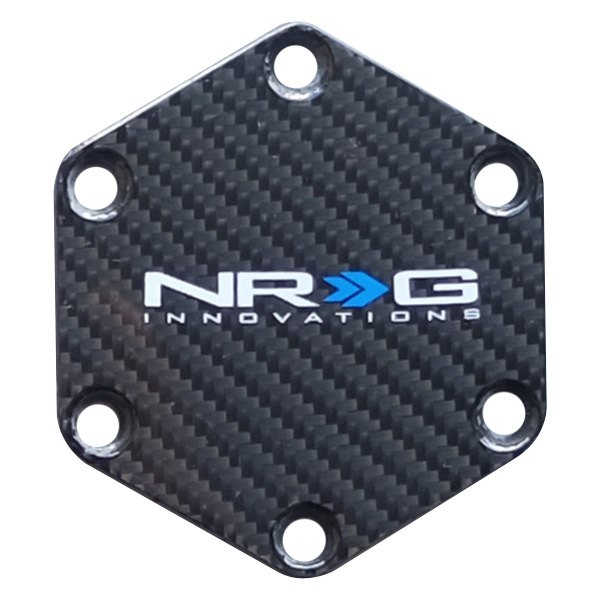NRG Innovations® - Hexagonal Style Carbon Fiber Horn Button Plate with NRG logo