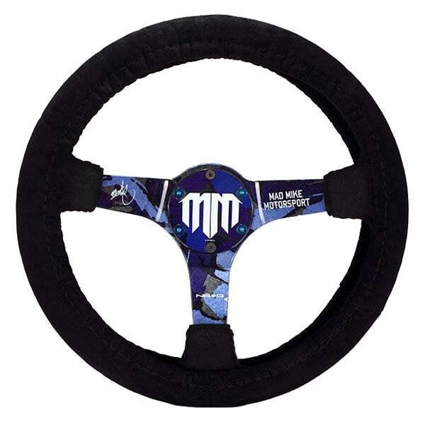 NRG Innovations® - Prisma Style Black Microfiber Steering Wheel Cover with NRG Tag