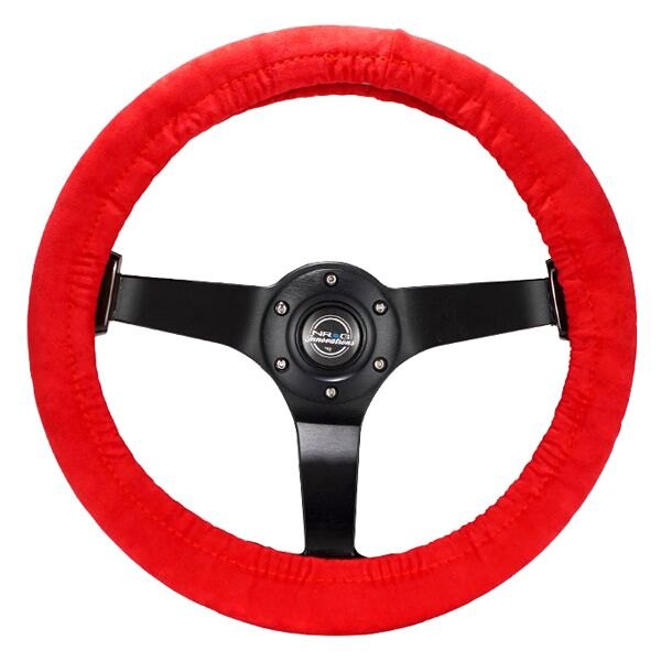 NRG Innovations® - Prisma Style Red Microfiber Steering Wheel Cover with NRG Tag