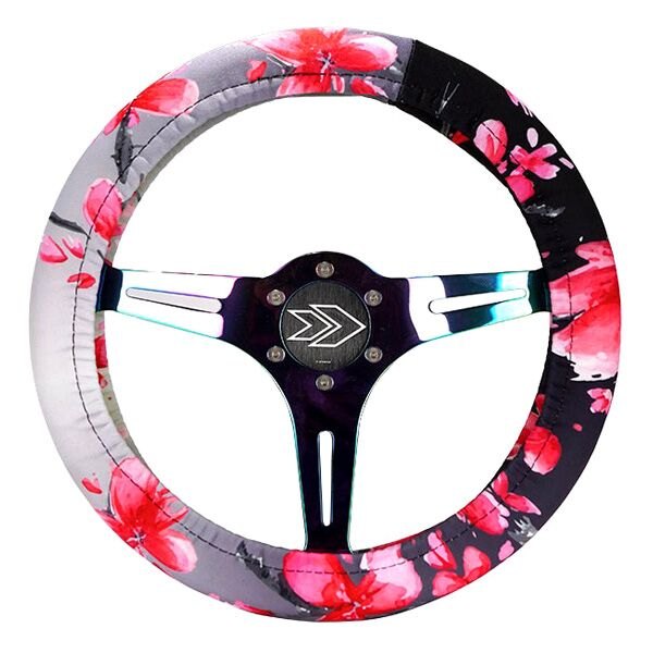 NRG Innovations® - Prisma Sakura Style Polyester Steering Wheel Cover with Prisma Tag