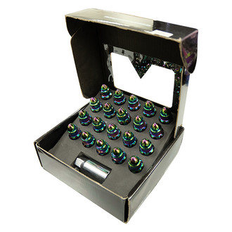 NRG Innovations® - 500 Series Neochrome Cone Seat Bullet Shape Closed End Lug Wheel Installation Kit