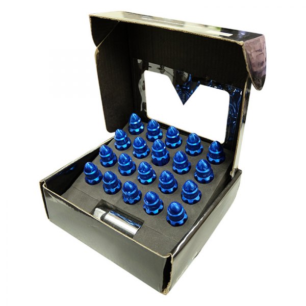NRG Innovations® - 500 Series Blue Cone Seat Bullet Shape Closed End Lug Wheel Installation Kit