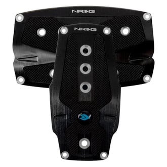 NRG Innovations® - Automatic Black Brushed Aluminum Pedal Pad Set with Black Rubber Insert