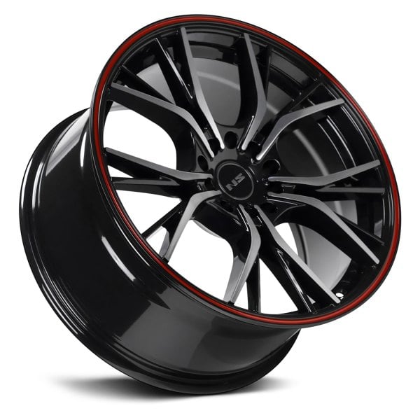 NS SERIES® NS1806 Wheels - Gloss Black with Machined Face and Red