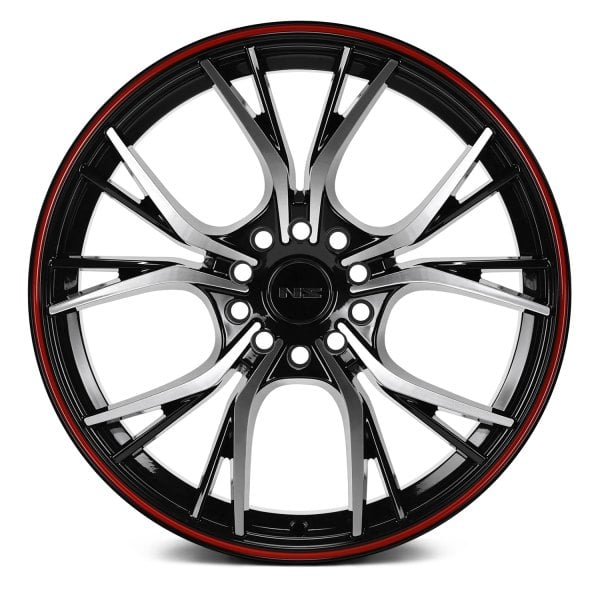 NS SERIES® NS1806 Wheels - Gloss Black with Machined Face and Red