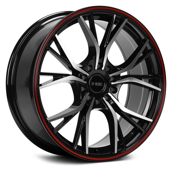 NS SERIES® - NS1806 Gloss Black with Machined Face and Red Stripe