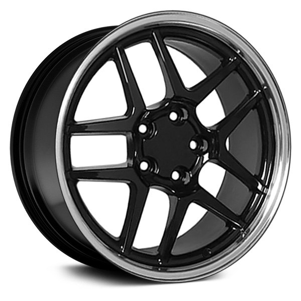 OE Wheels® - 17 x 9.5 Double 5-Spoke Black with Machined Lip Alloy Factory Wheel (Replica)