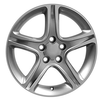 5-Spoke Silver with Machined Face 17x7 Alloy Factory Wheel, Replica - Front View