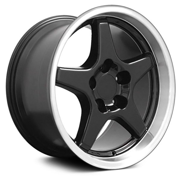 OE Wheels® - 17 x 11 5-Spoke Black with Machined Lip Alloy Factory Wheel (Replica)