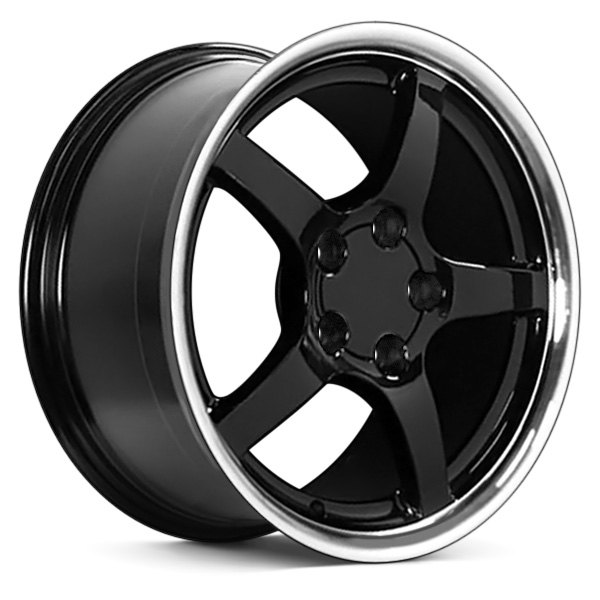 OE Wheels® - 17 x 9.5 5-Spoke Black with Machined Lip Alloy Factory Wheel (Replica)