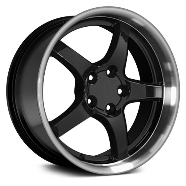 OE Wheels® - 18 x 10.5 5-Spoke Black with Machined Lip Alloy Factory Wheel (Replica)