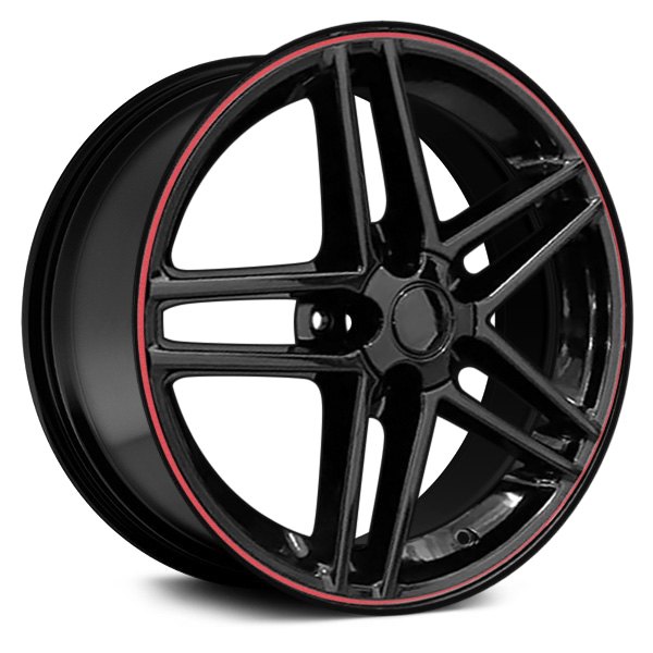 OE Wheels® 7387760 - Double 5-Spoke Black with Red Band 18x9.5 Alloy ...