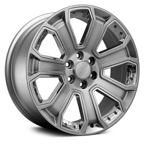 OE Wheels® - 20 x 8.5 7 I-Spoke Hyper Black with Chrome Inserts Alloy Factory Wheel (Replica)