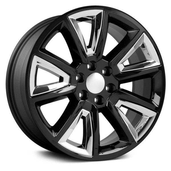 OE Wheels® - 20 x 8.5 Double 5-Spoke Black with Chrome Inserts Alloy Factory Wheel (Replica)