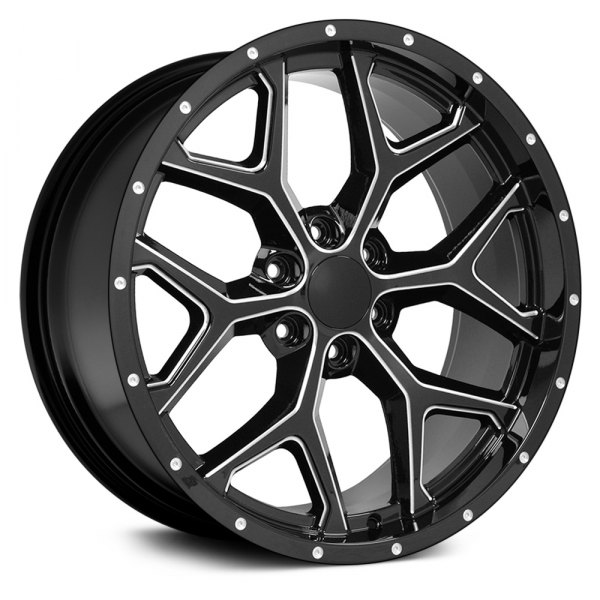 OE Wheels® - 22 x 9.5 6 Y-Spoke Black with Milled Accents Alloy Factory Wheel (Replica)